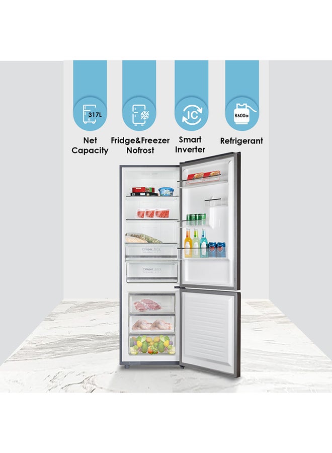 Bompani 380L Bottom Freezer Refrigerator With No Frost Technology And 5-Year Compressor Warranty, Stylish Italian Design, Energy-Efficient, And Spacious - BBF380SS Silver - Image 2