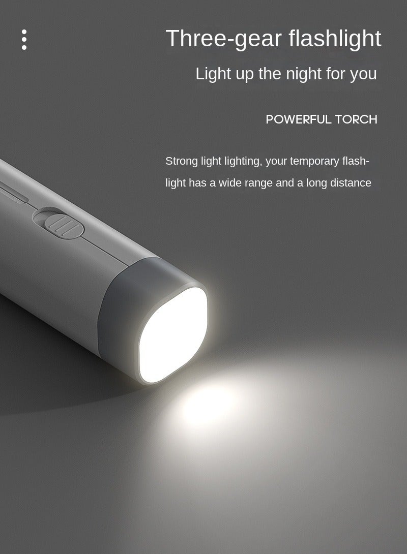 White Rechargeable Table lamp Portable flashlight with Adjustable brightness Retractable USB Power Bank and Phone Holder - Image 4