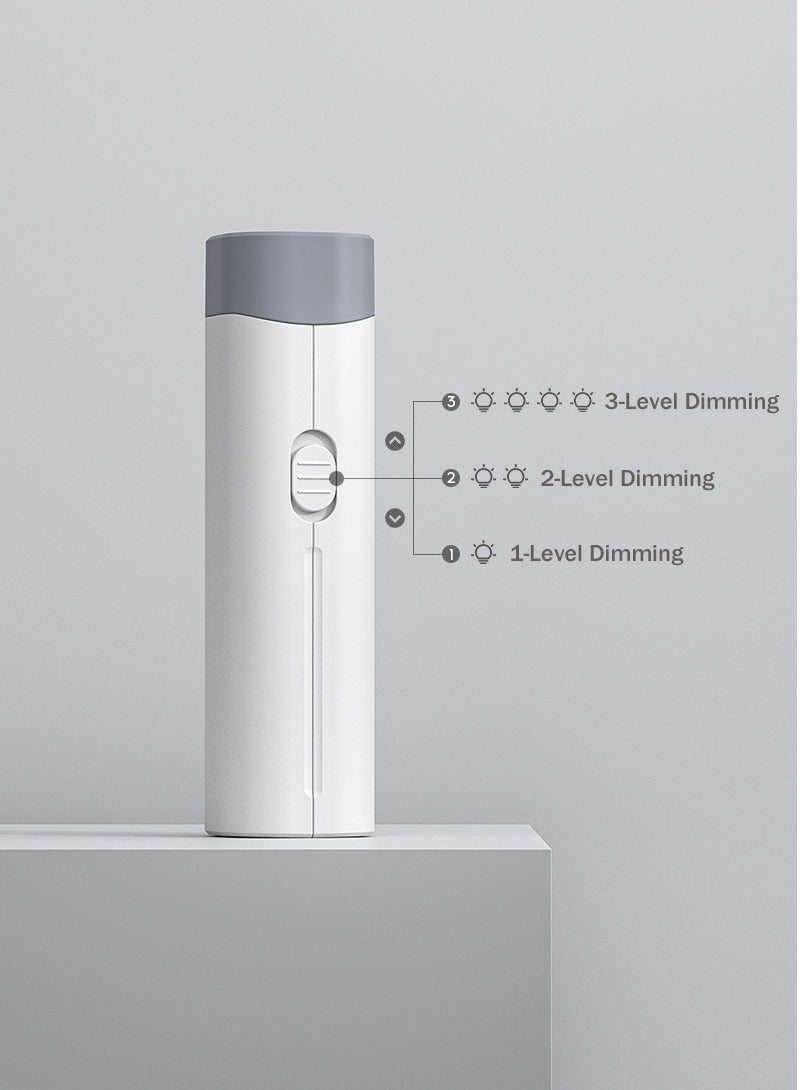 White Rechargeable Table lamp Portable flashlight with Adjustable brightness Retractable USB Power Bank and Phone Holder - Image 2