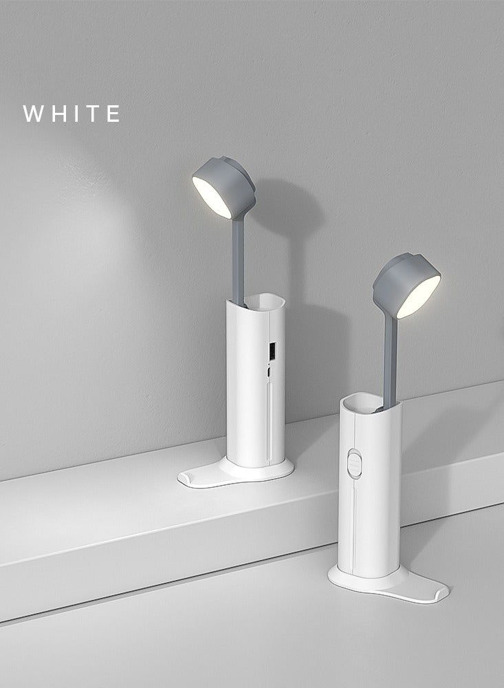 White Rechargeable Table lamp Portable flashlight with Adjustable brightness Retractable USB Power Bank and Phone Holder - Image 1