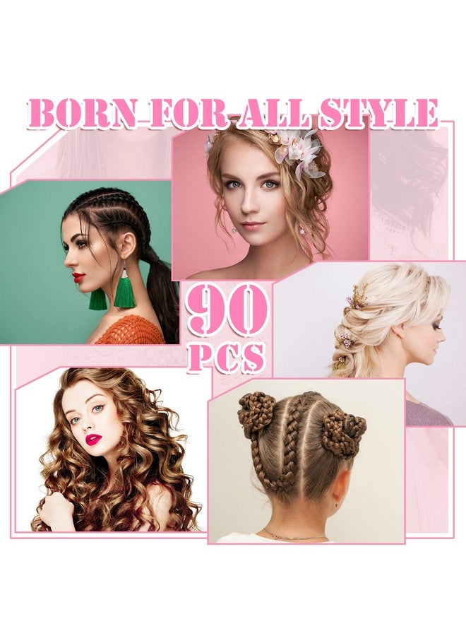 Youyole 90 Piece Hair Styling Set: 30 Teasing Brushes, 30 Rat Tail Combs, 30 Edge Brushes for Women, Babies, and Kids - Pink - Image 2