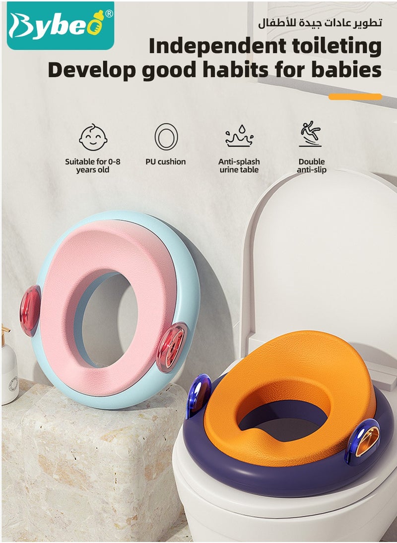 Bybeo Potty Training Seat, Removable Design Toilet Train Seats, Potties Chair for Kids Toddlers Boys Girls, Portable Children Travel Toileting Toilets, with Handles and Backrest, Cartoon Color  - Image 2