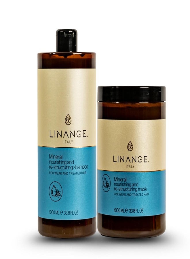 Linange Mineral Shampoo and Mask Kit – Mineral-Ferment & Almond Protein Hair Rebuilding Duo, Paraben-Free, Color-Protecting Hair Treatment (2×33.8 fl oz) - Image 1