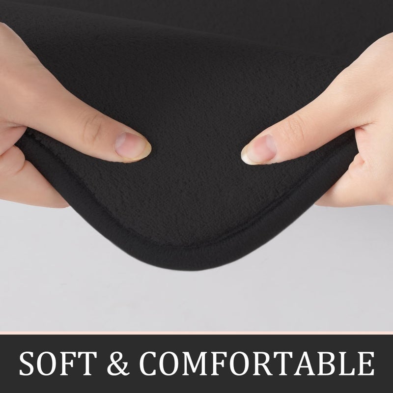 YIHOUSE Bathroom Rug Sets 2 Piece, Memory Foam Bath Mat, Non Slip Super Absorbent Soft Bathroom Mats, Machine Washable Bathroom Floor Mats Sets for Sink,Tub, Shower and Toilet,Black - Image 3