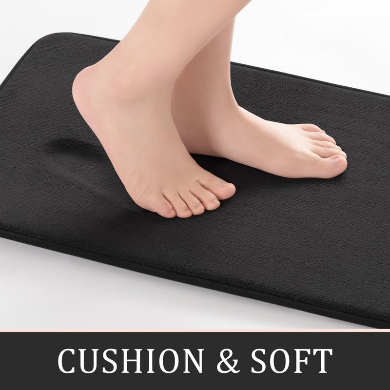 YIHOUSE Bathroom Rug Sets 2 Piece, Memory Foam Bath Mat, Non Slip Super Absorbent Soft Bathroom Mats, Machine Washable Bathroom Floor Mats Sets for Sink,Tub, Shower and Toilet,Black - Image 2