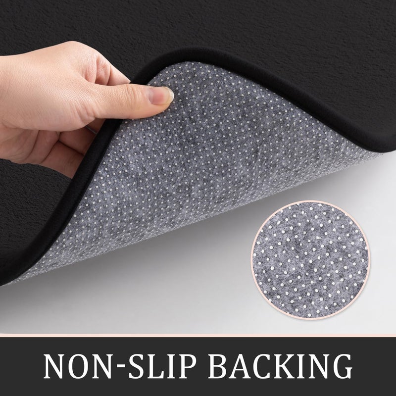 YIHOUSE Bathroom Rug Sets 2 Piece, Memory Foam Bath Mat, Non Slip Super Absorbent Soft Bathroom Mats, Machine Washable Bathroom Floor Mats Sets for Sink,Tub, Shower and Toilet,Black - Image 4
