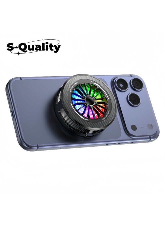 S-Quality AI Temperature Control Magnetic Phone Cooler with Digital Display, Ice Cooling Semiconductor Mobile Fan with 4 Cooling Modes, Back Clip, Magnetic Ring & Type-C Cable Included - Image 1