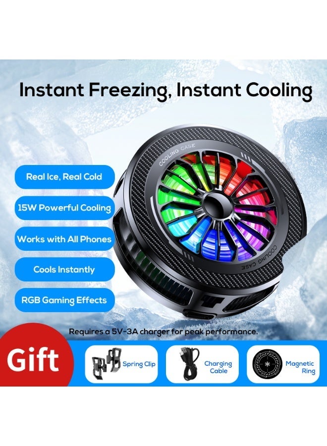S-Quality AI Temperature Control Magnetic Phone Cooler with Digital Display, Ice Cooling Semiconductor Mobile Fan with 4 Cooling Modes, Back Clip, Magnetic Ring & Type-C Cable Included - Image 4