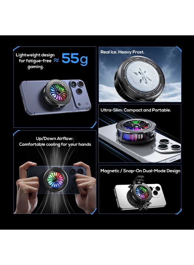 S-Quality AI Temperature Control Magnetic Phone Cooler with Digital Display, Ice Cooling Semiconductor Mobile Fan with 4 Cooling Modes, Back Clip, Magnetic Ring & Type-C Cable Included - Image 3