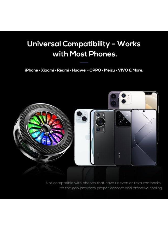 S-Quality AI Temperature Control Magnetic Phone Cooler with Digital Display, Ice Cooling Semiconductor Mobile Fan with 4 Cooling Modes, Back Clip, Magnetic Ring & Type-C Cable Included - Image 5