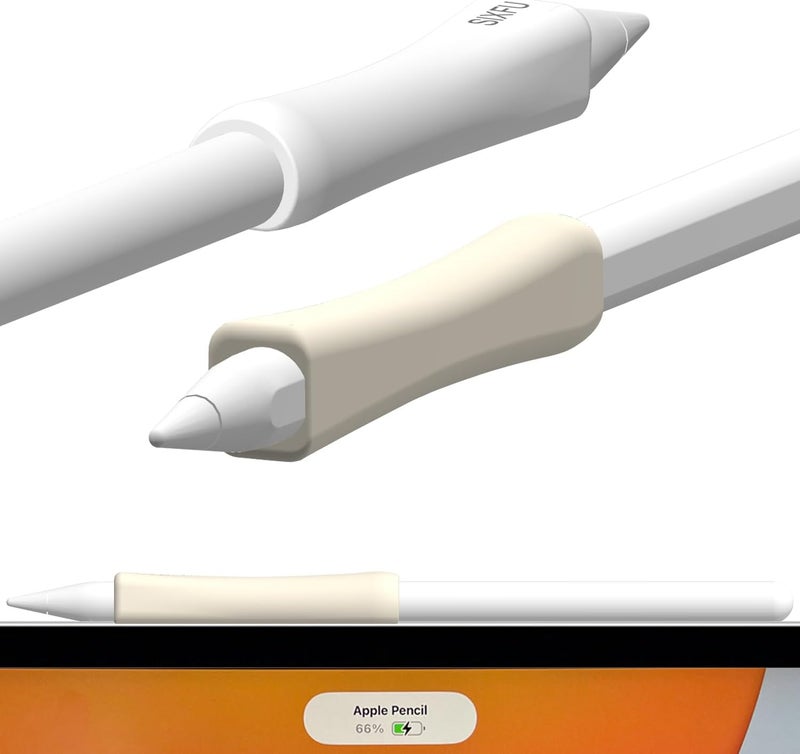 SIXFU Grip Designed for Apple Pencil PRO/ 2nd Generation/USB-C, 2 PCS Premium Silicone Multifunctional Grip for iPad Pencil Stylus Pen(White, Off White) - Image 1