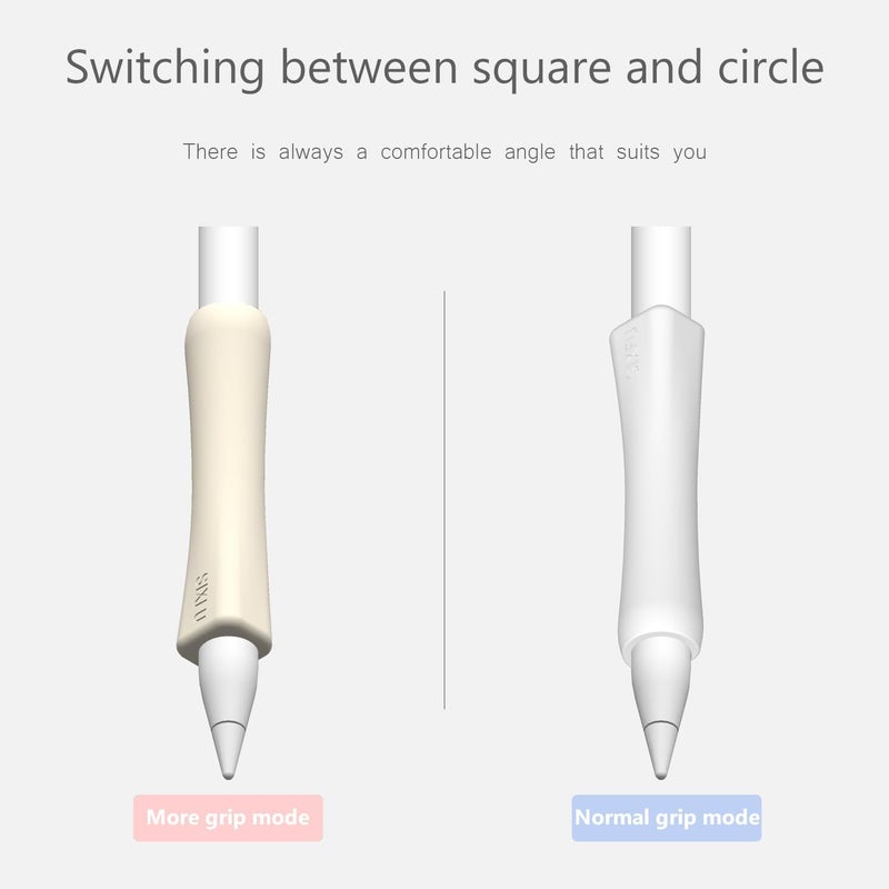 SIXFU Grip Designed for Apple Pencil PRO/ 2nd Generation/USB-C, 2 PCS Premium Silicone Multifunctional Grip for iPad Pencil Stylus Pen(White, Off White) - Image 3