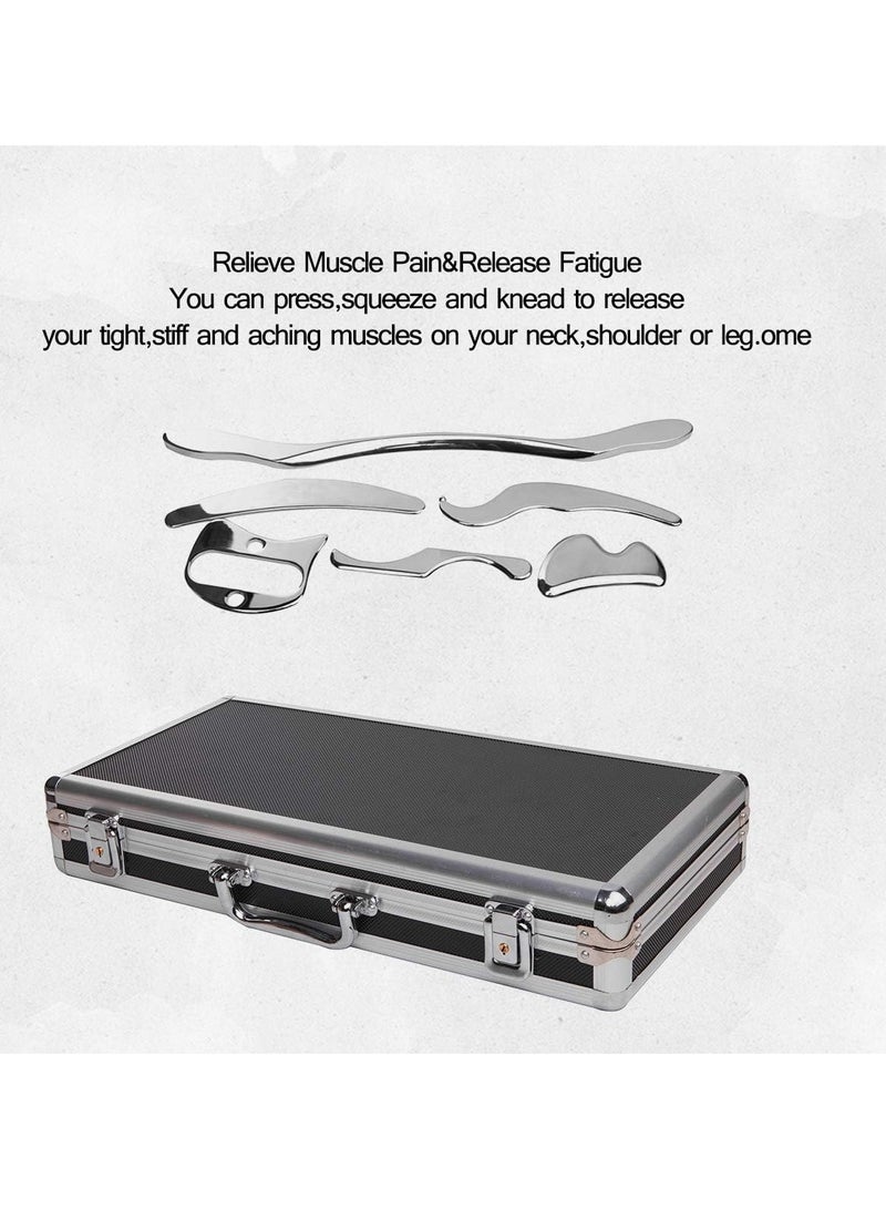 طقم أدوات تدليك من الفولاذ المقاوم للصدأ الرياضي جوا شا للتدليك مكون من 6 قطع لتعبئة الأنسجة الرخوة للعلاج الطبيعي - Image 4