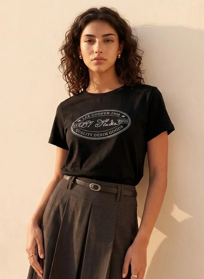 لي كوبر Lee Cooper Relaxed Fit Cotton Logo T-shirt