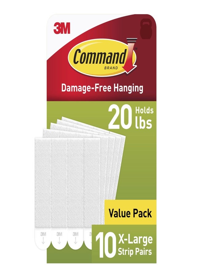 Command 20 lb XL Heavyweight Picture Hanging Strips 10 Pairs (20 Command Strips), Damage-Free Hanging Picture Hangers, Heavy Duty Wall Hanger for Home Decor, White Adhesive - Image 1