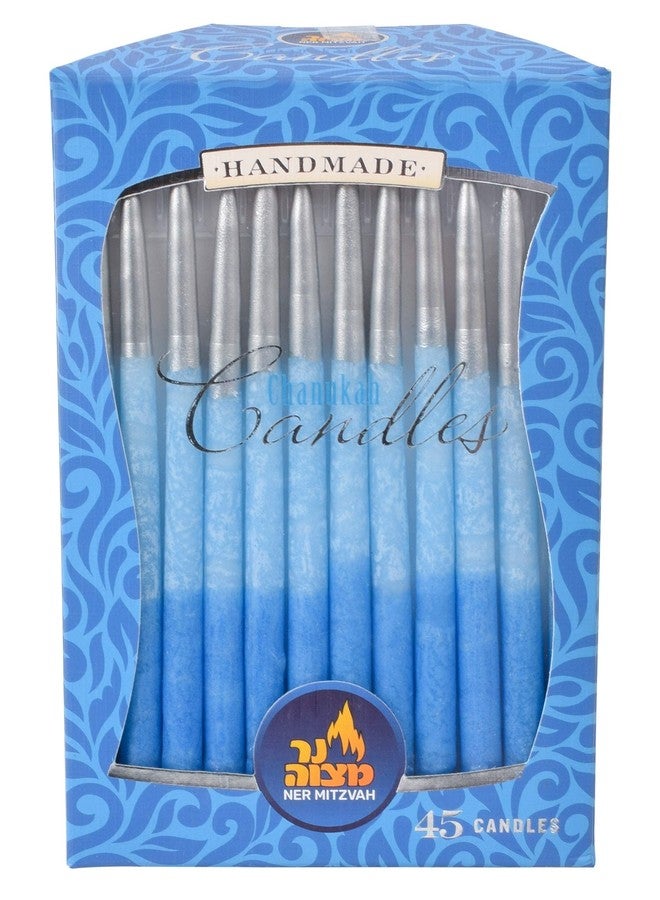 Ner Mitzvah Hanukkah Candles, Ombre Blue and Silver Dripless Chanukah Candle, Premium Quality Wax - 45 Candles for All 8 Nights - Image 4