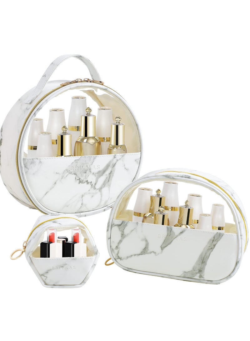 Travel Makeup Bag Organizer Set for Women - 3-Piece Portable Cosmetic Bags with Transparent Storage for Toiletries and Makeup Essentials. - Image 1