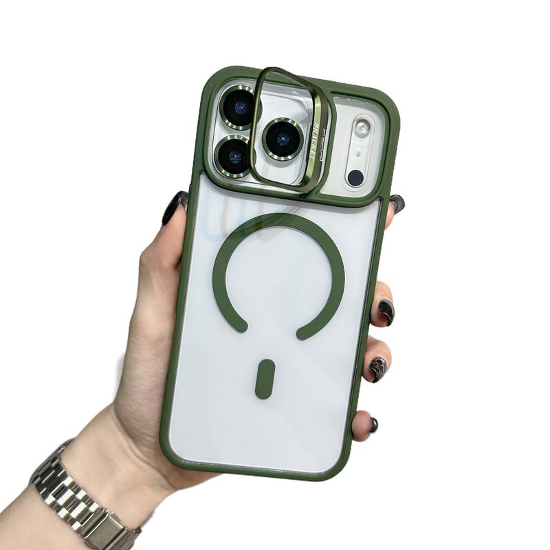 MagSafe iPhone 14 Pro Max Drop Protection PC Case for iPhone 14 14 Plus 14 Pro 14 Pro Max with Kickstand and Full Coverage in Green - Image 1