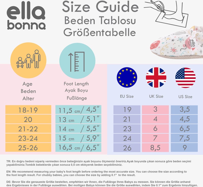 Ella Bonna Patterned Baby Booties, Non-Slip Sole, Home Nursery Shoes Slippers, Colorful Ice Cream  - Image 2