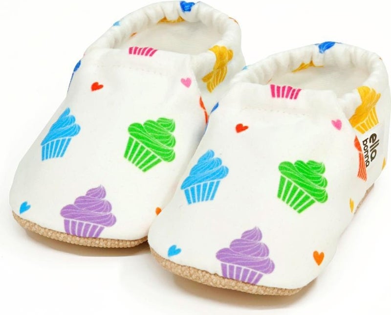 Ella Bonna Patterned Baby Booties, Non-Slip Sole, Home Nursery Shoes Slippers, Colorful Ice Cream  - Image 1