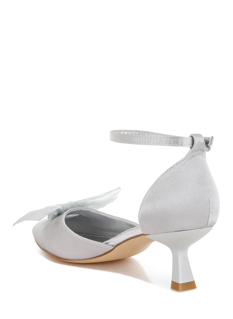 London Rag Bow Detail Satin Sandals in Silver