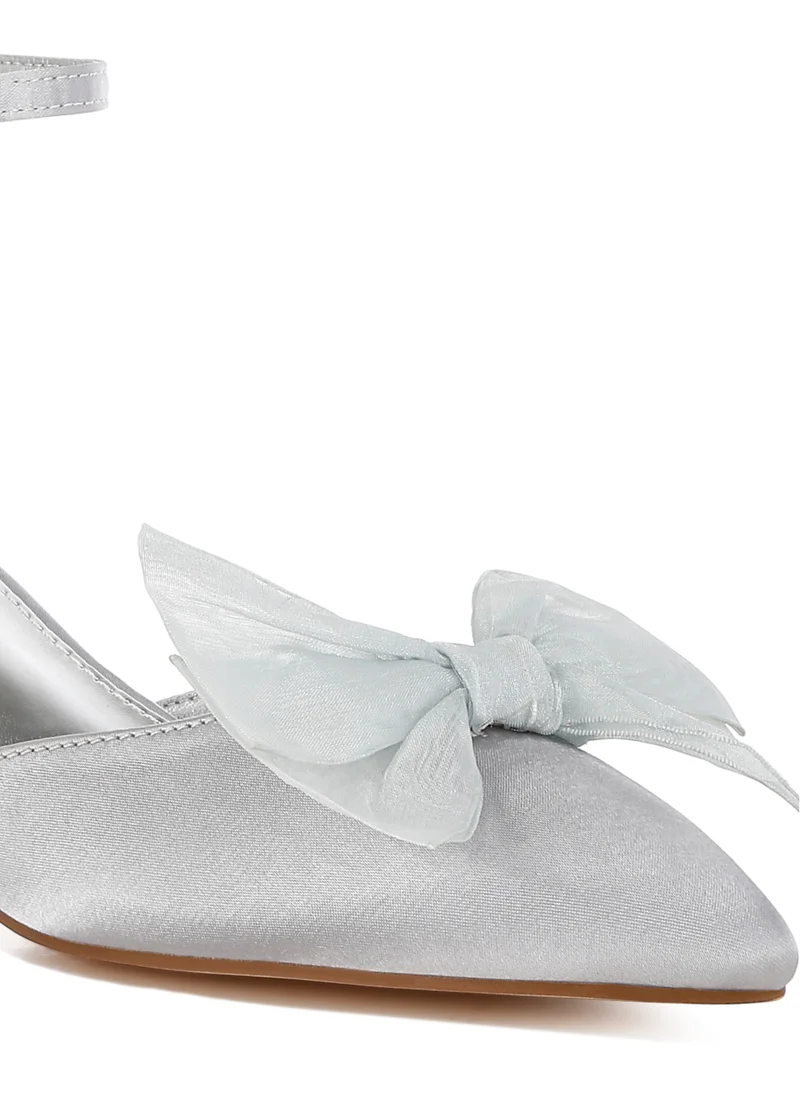 London Rag Bow Detail Satin Sandals in Silver