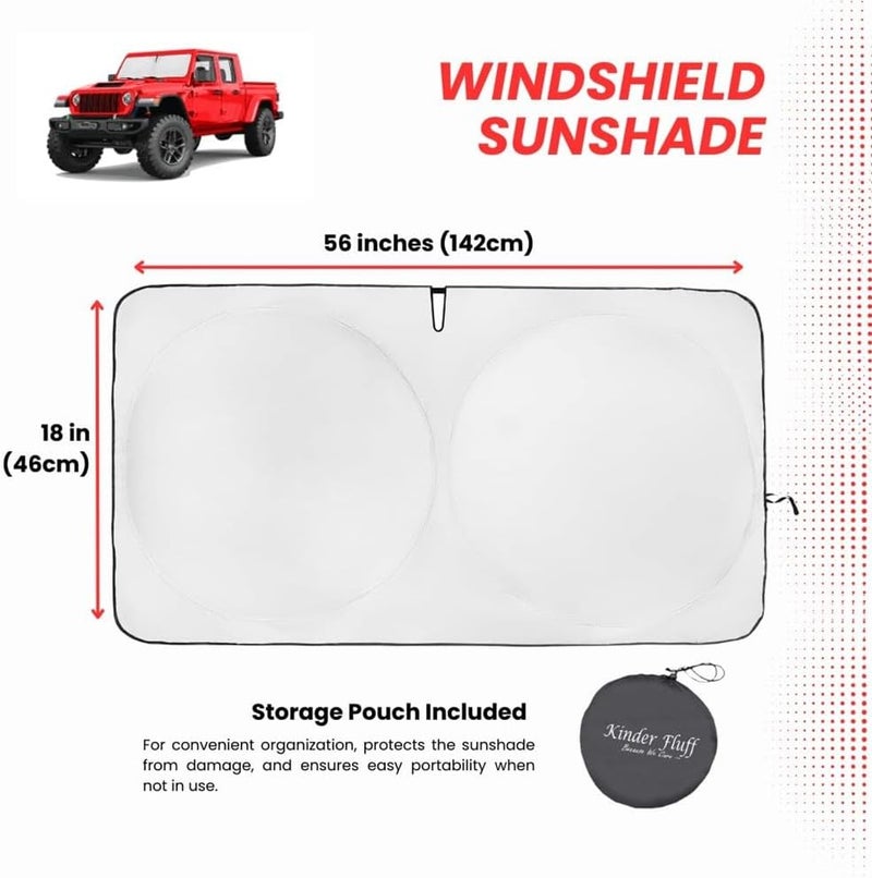 Windshield Sunshade for Jeep Wrangler, Rubicon, Sahara, Gladiator, Sport S, Willys 41, High Altitude, 4xe | Certified Car Window Shade Blocks 99.9% UVR | Automotive Accessories Summer - Image 5