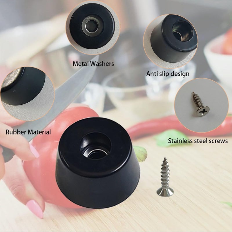ZYYC 20 Pcs Black Rubber Feet Pad With Stainless Screws  Non Slip Rubber Bumper Feet  Black Rubber Feet For Cutting Board  Cutting Board Feet Non Slip  Cutting Board Rubber Feet (0.51"" H X 0.78"" D) - Image 4