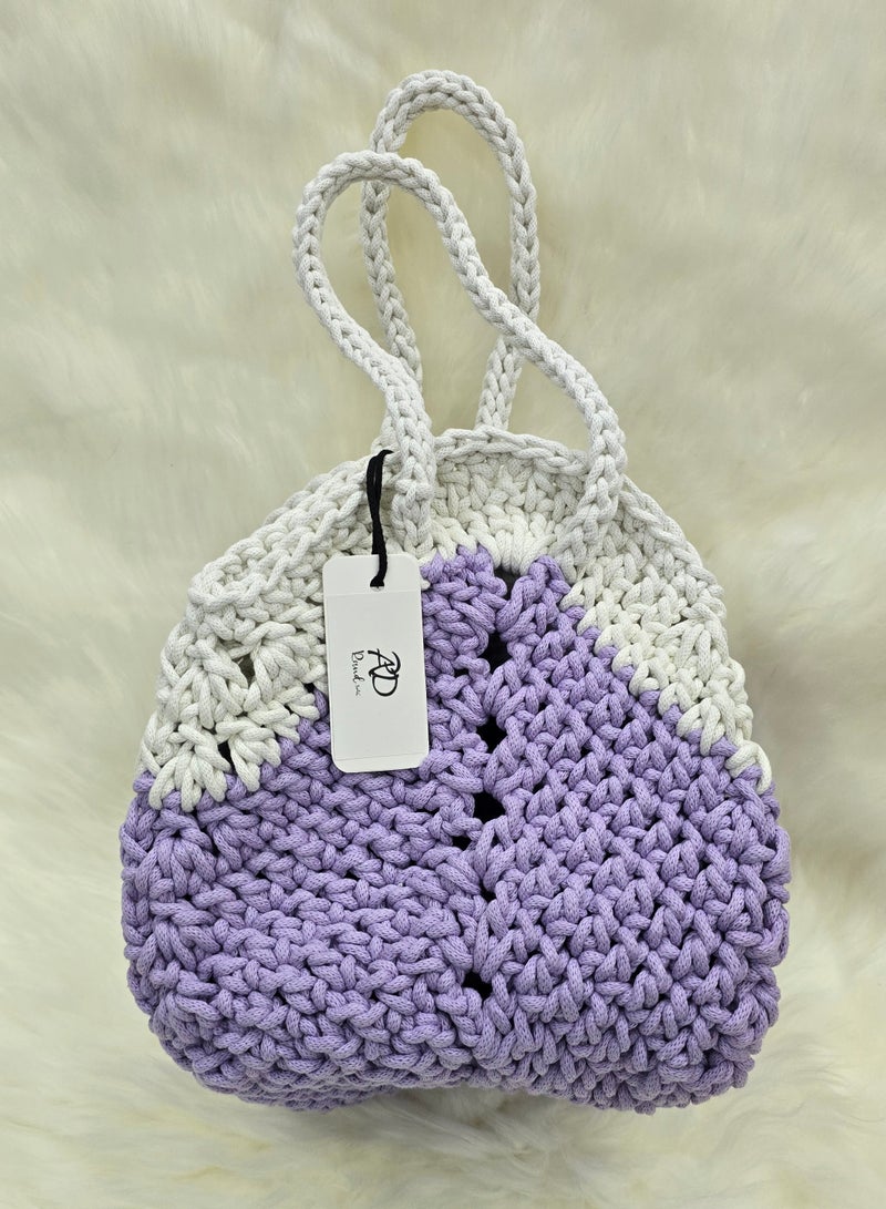 RandSac Purple and White Crochet Bucket Handbag  - Image 1