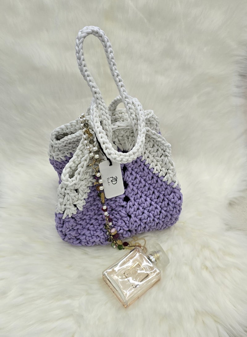 RandSac Purple and White Crochet Bucket Handbag  - Image 2