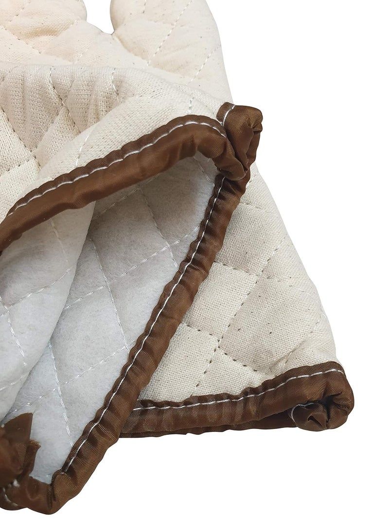 Inditradition Inditradition 100 Cotton Padded Oven Gloves Heat Resistant Washable Pack of 2 Beige  - Image 4