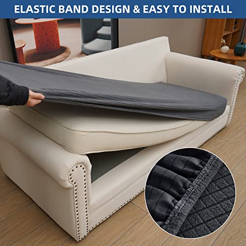 Eismodra Couch Covers for 3 Cushion Couch Sofa Magic Stretch Sofa Slipcover for Dogs Pet L Shape 2 Seat Replacement Furniture Protector,Dark Gray Length 65-78 inches(Only 1 Piece) - Image 4