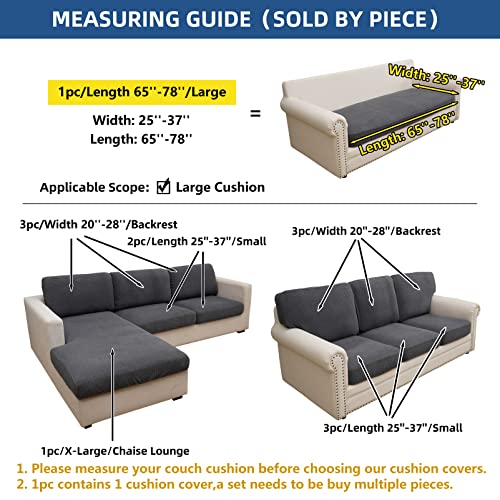 Eismodra Couch Covers for 3 Cushion Couch Sofa Magic Stretch Sofa Slipcover for Dogs Pet L Shape 2 Seat Replacement Furniture Protector,Dark Gray Length 65-78 inches(Only 1 Piece) - Image 5