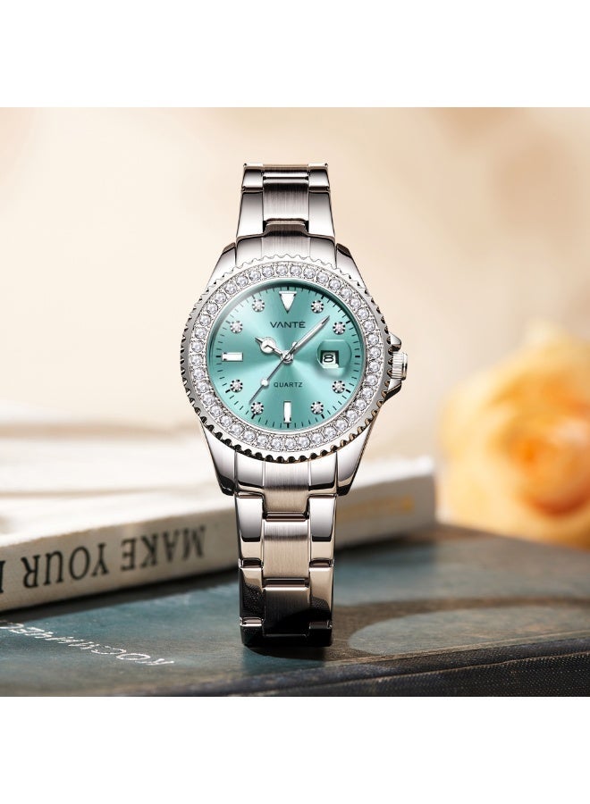 VOGUE VENUE VANTE Series Women's Turquoise Dial Watch with Crystal-Encrusted Bezel by VOGUE VENUE-VNT022 - Image 4