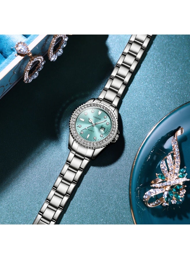 VOGUE VENUE VANTE Series Women's Turquoise Dial Watch with Crystal-Encrusted Bezel by VOGUE VENUE-VNT022 - Image 5