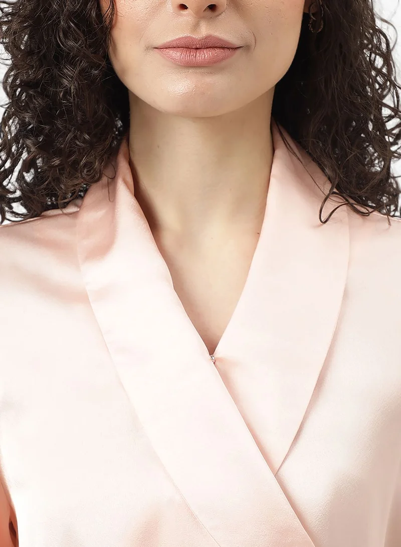 bhpoloclub Lapel Collar Puff Sleeve Top