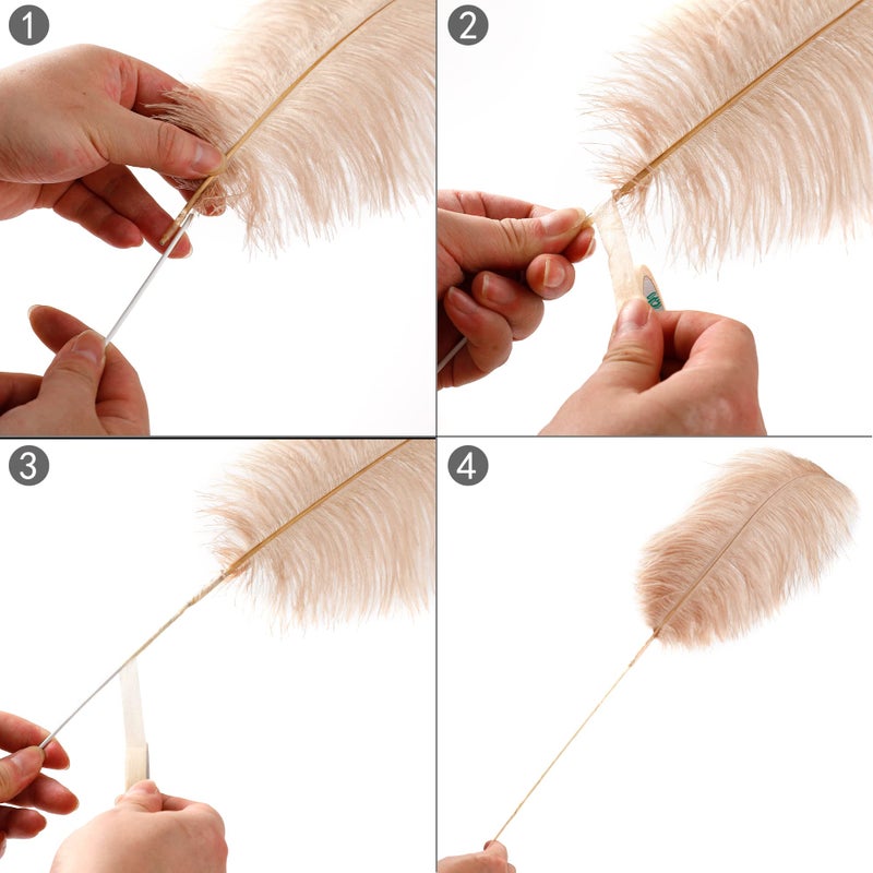 Ballinger Champagne Ostrich Feathers Bulk - Making Kit 10Pcs 28 inch Large Boho Feathers for Vase, Floral Arrangement, Wedding Party Centerpieces and Home Decor - Image 4