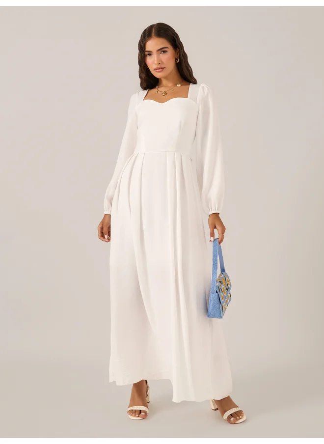 Styli Styli Pleated Balloon Sleeves A-Line Maxi Dress