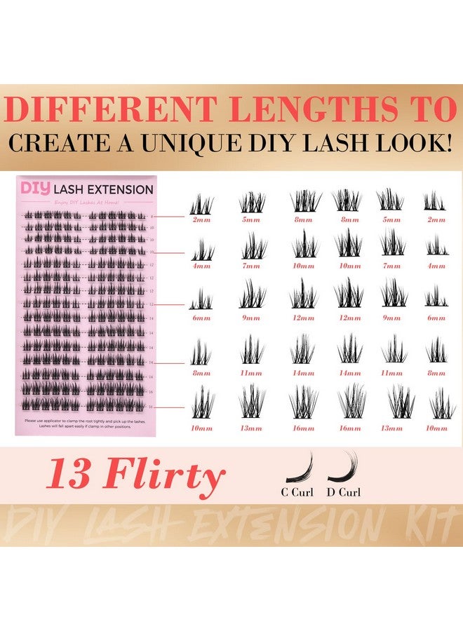 Miuffue Cluster Eyelash Extensions 180 PCS Cluster Lashes Wispy DIY Individual Lashes Cluster Super Thin Band Eyelash Clusters Soft Mink False Eyelashes Mixed Tray(C-8-16mix) - Image 3