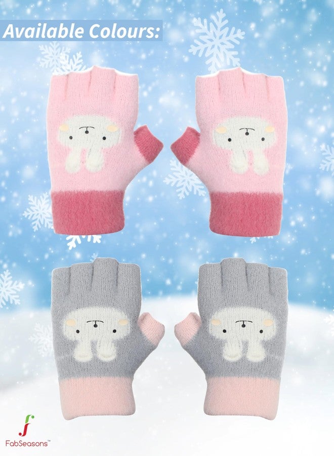 FabSeasons Acrylic warm Woolen Winter Fingerless knit cold weather fleece wool Gloves for Baby Boys & Baby Girls, fits for 1-3 years - Image 5