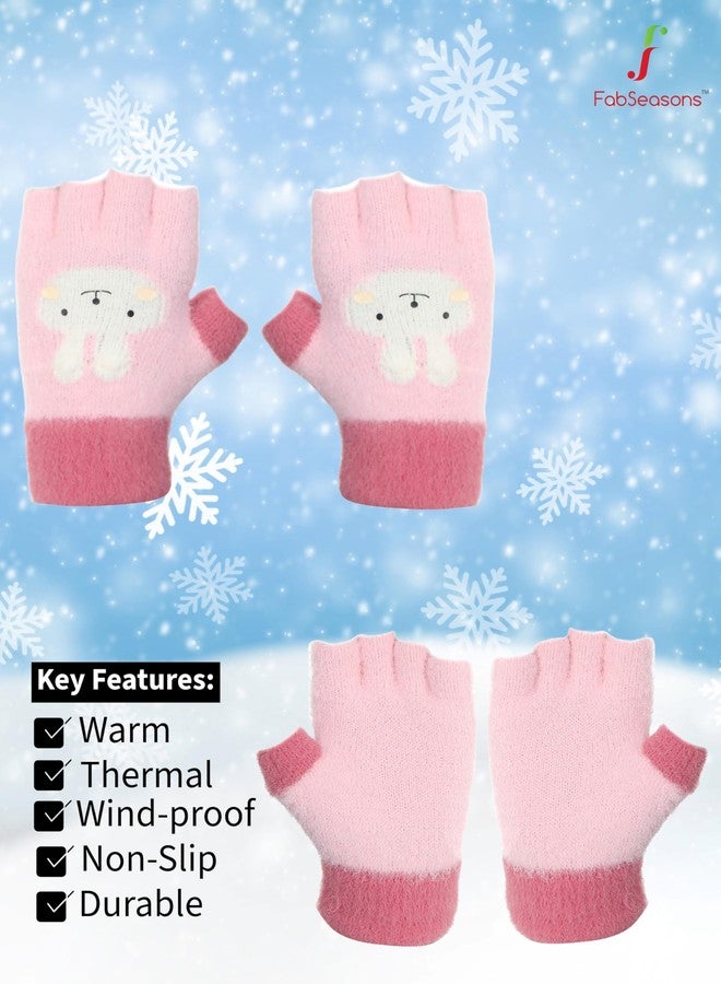 FabSeasons Acrylic warm Woolen Winter Fingerless knit cold weather fleece wool Gloves for Baby Boys & Baby Girls, fits for 1-3 years - Image 3
