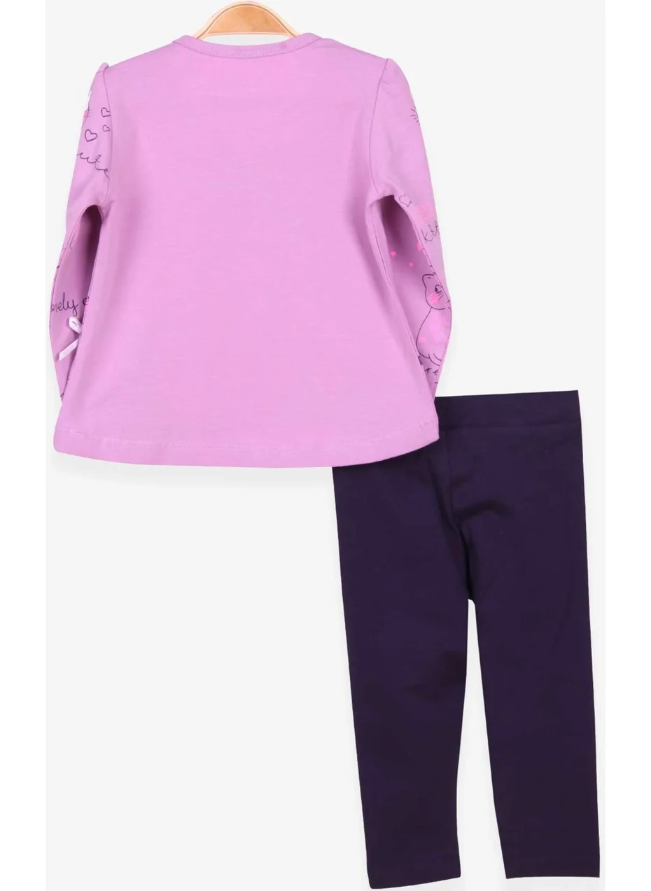 Breeze Girl Child Tights Suit Cat Patterned Lilac (1.5-5 Years)