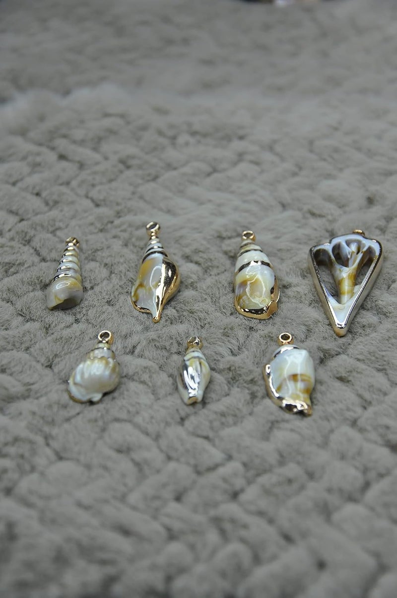 ANI Accessories 1 Set 7 pcs DIY Natural Colour Acrylic Seashell DIY for Necklace Bracelet Jewelry Making and Crafting Charms - Image 2