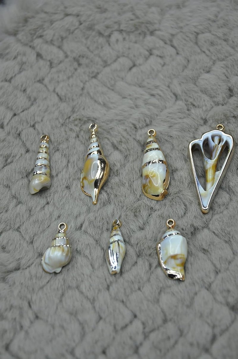 ANI Accessories 1 Set 7 pcs DIY Natural Colour Acrylic Seashell DIY for Necklace Bracelet Jewelry Making and Crafting Charms - Image 5