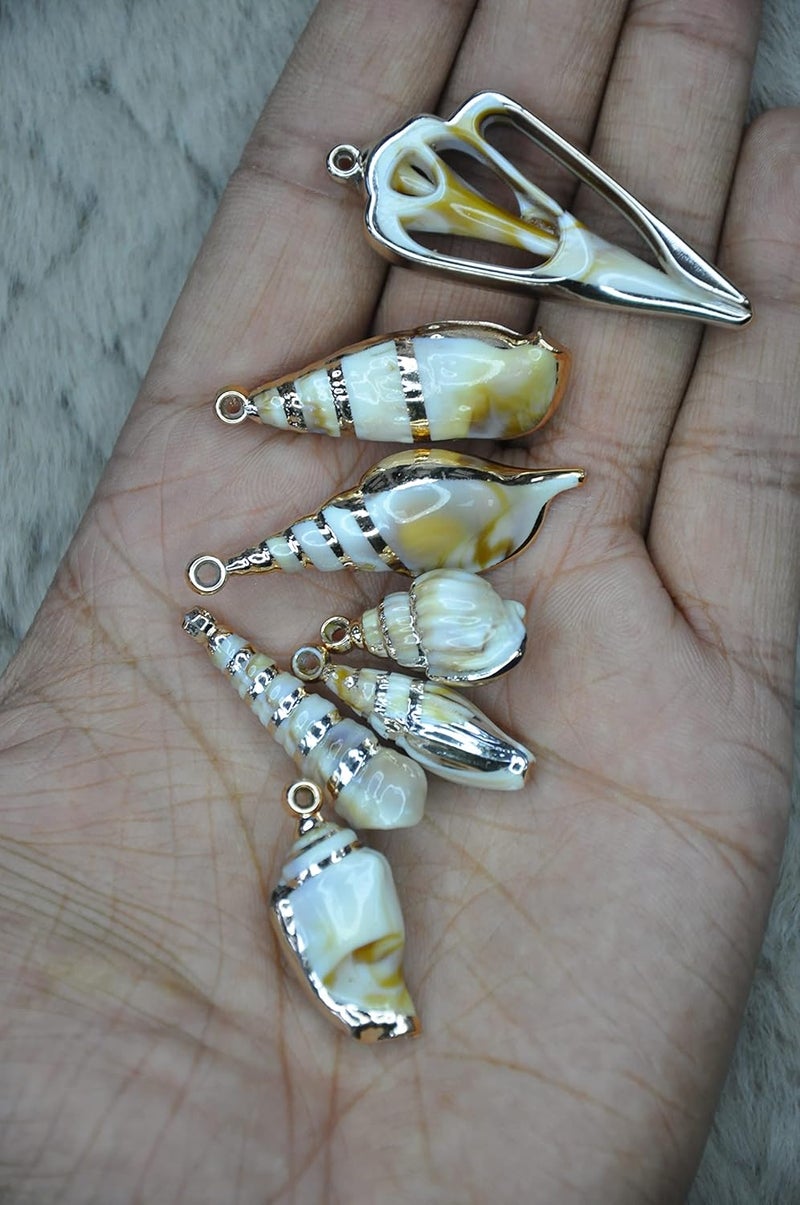 ANI Accessories 1 Set 7 pcs DIY Natural Colour Acrylic Seashell DIY for Necklace Bracelet Jewelry Making and Crafting Charms - Image 3