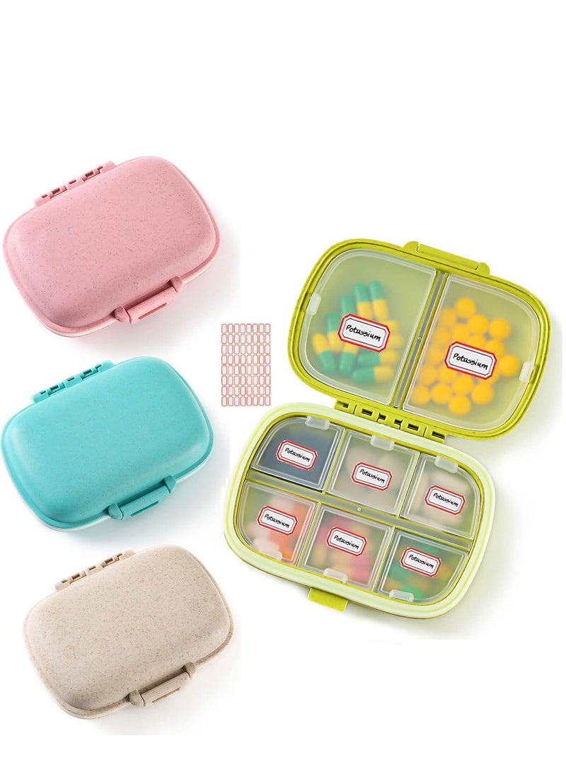 YUNSYE 4 PCS Travel Pill Organizer,  8 Compartments Portable Pill Box Small Daily Pill Case Medicine Vitamin Container for Pocket Purse  - Image 1