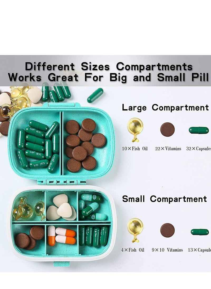 YUNSYE 4 PCS Travel Pill Organizer,  8 Compartments Portable Pill Box Small Daily Pill Case Medicine Vitamin Container for Pocket Purse  - Image 3