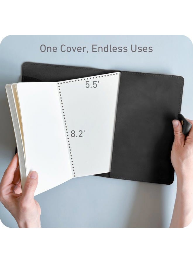 le vent 5X8 Leather Notebook Refillable | 200+200 Lined and Blank Pages | Hardcover Journal for Men & Women, Matte Black - Image 5