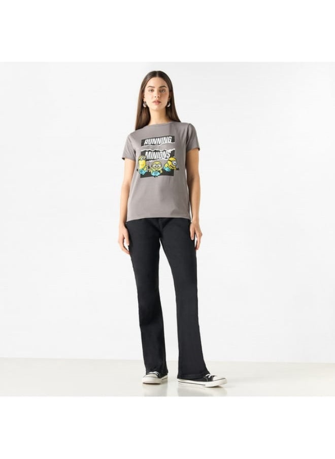 SP Characters - Minion Print Crew Neck T-shirt with Short Sleeves - Image 1