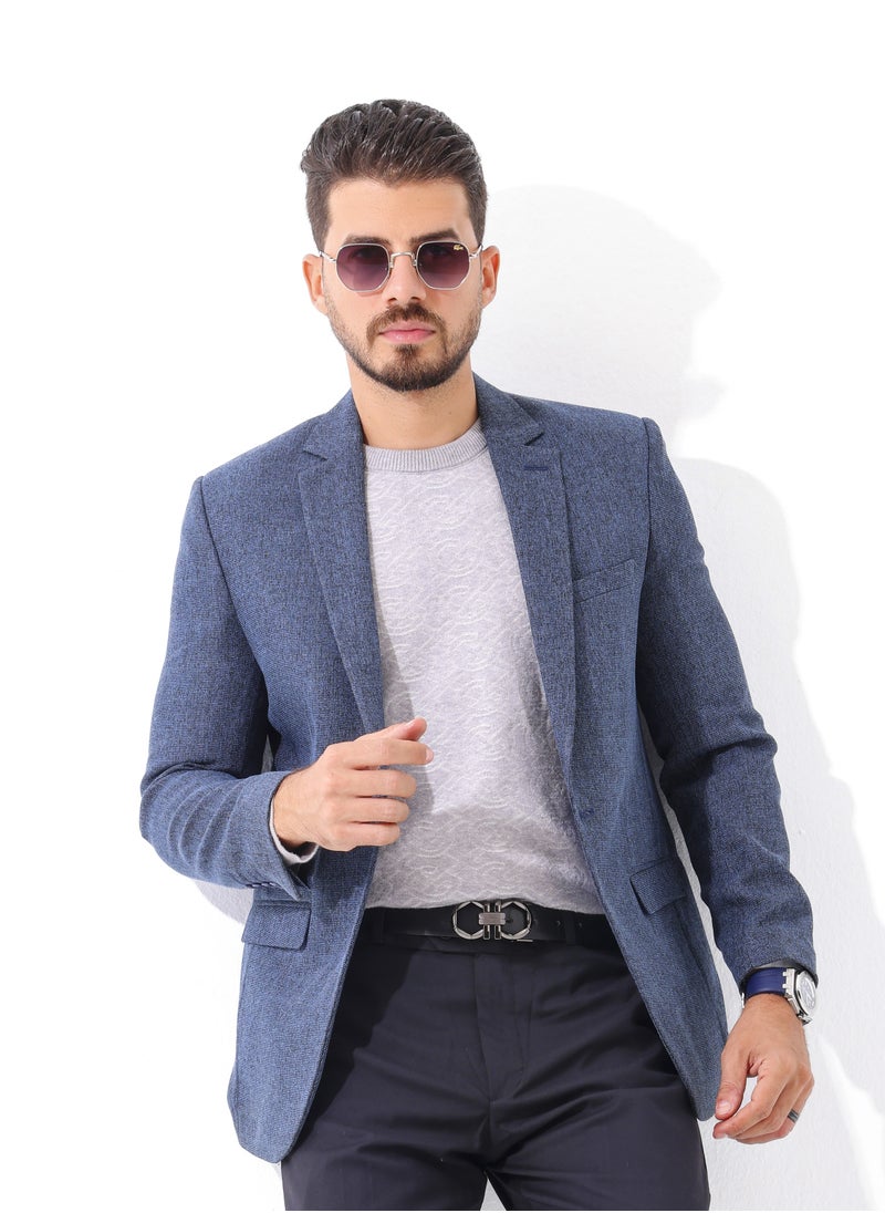 Generic - Nb - Blazer Regular fit classic blue Tweed pattern - Image 1